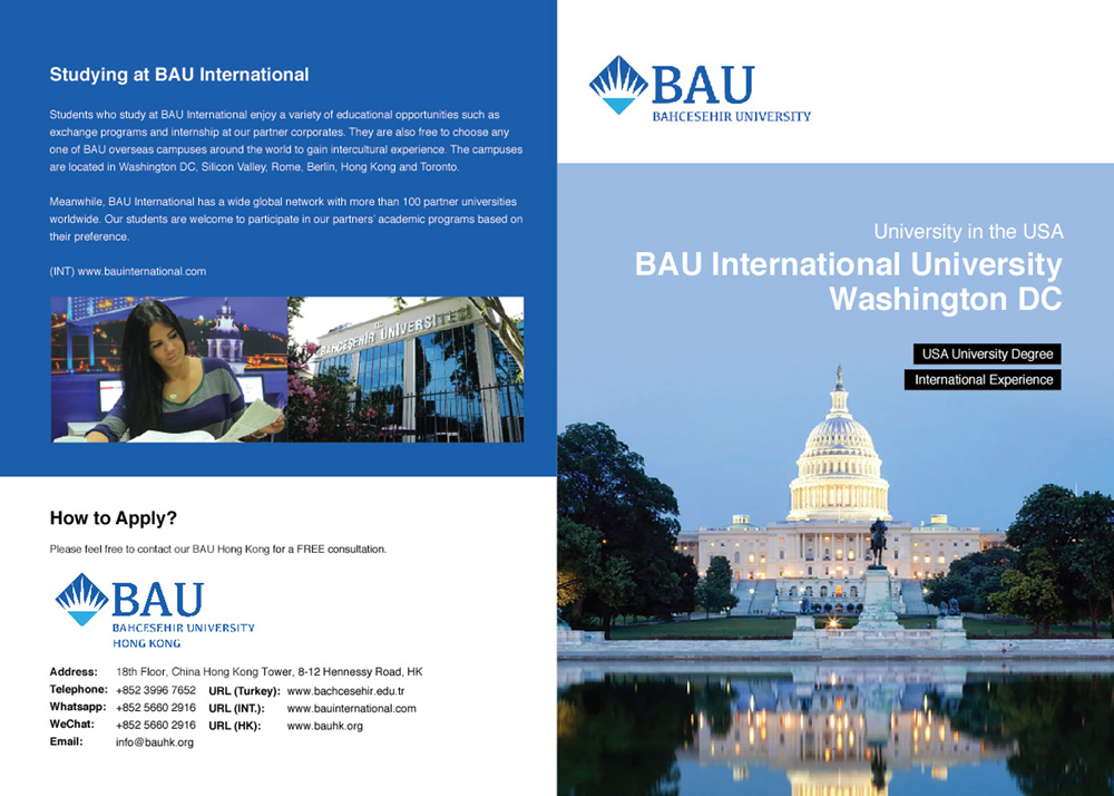 Bahceshir University Hong Kong - Washington Pamphlet Design